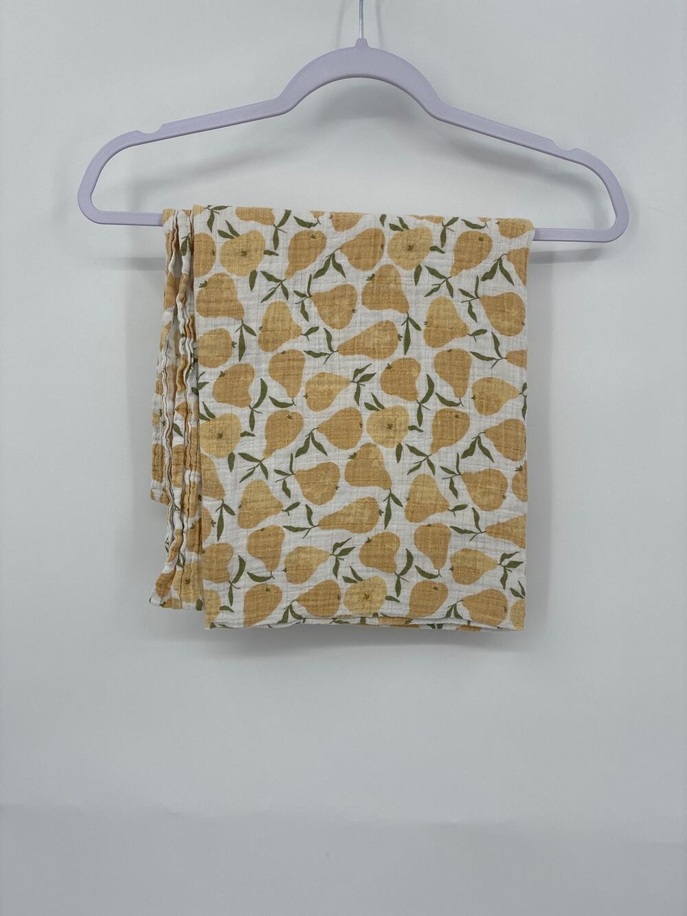 Mud Pie Pear Print Muslin Swaddle Blanket Carseat Cover Baby Lap 44 x 42